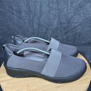BZees Shoes Womens Size 10 M Gracie Grey Washable Wedge Stretch Fit Slip Ons